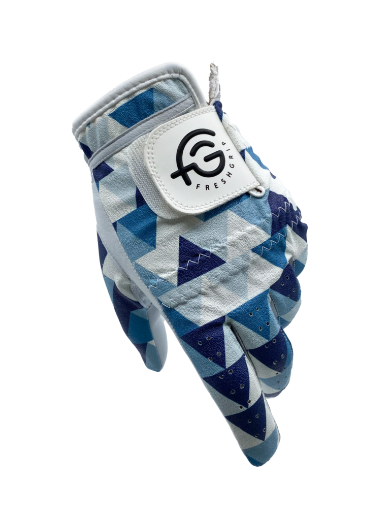 Best looking golf love ever? Blue geometric golf glove deign