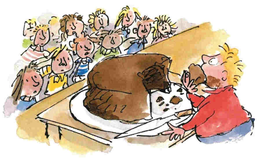 An illustration of Bruce Bogtrotter by Quentin Blake.