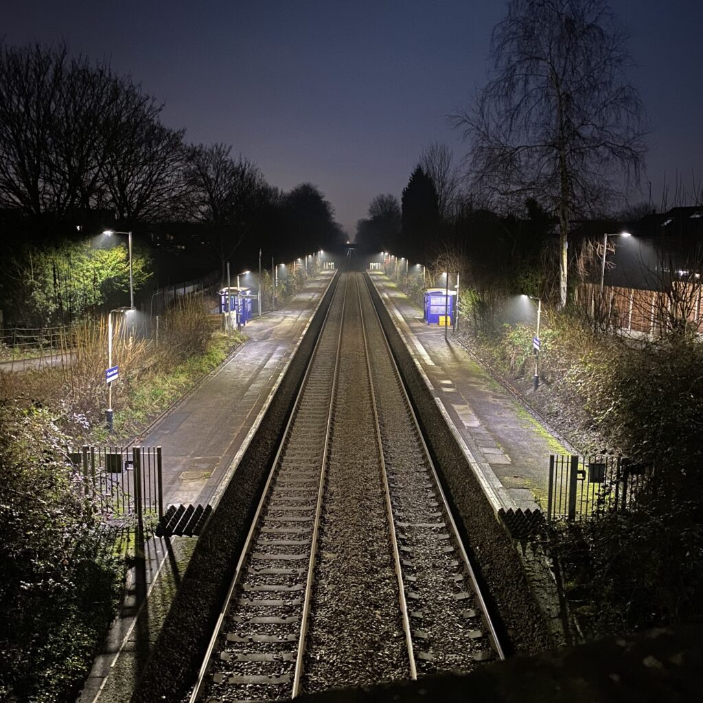 My 10.000 steps per day showed me some fabulous sights including this picture of Flixton Train Station at night