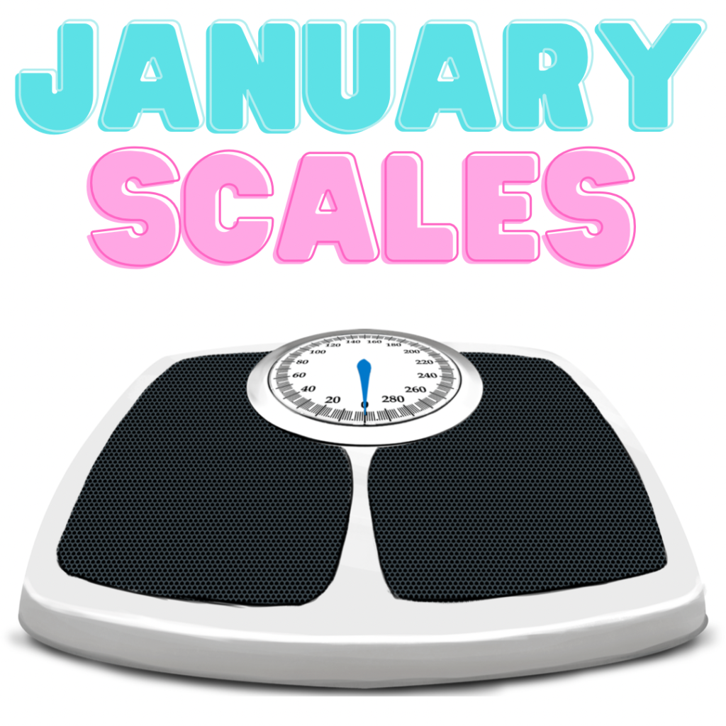 January scales after overindulging at Christmas