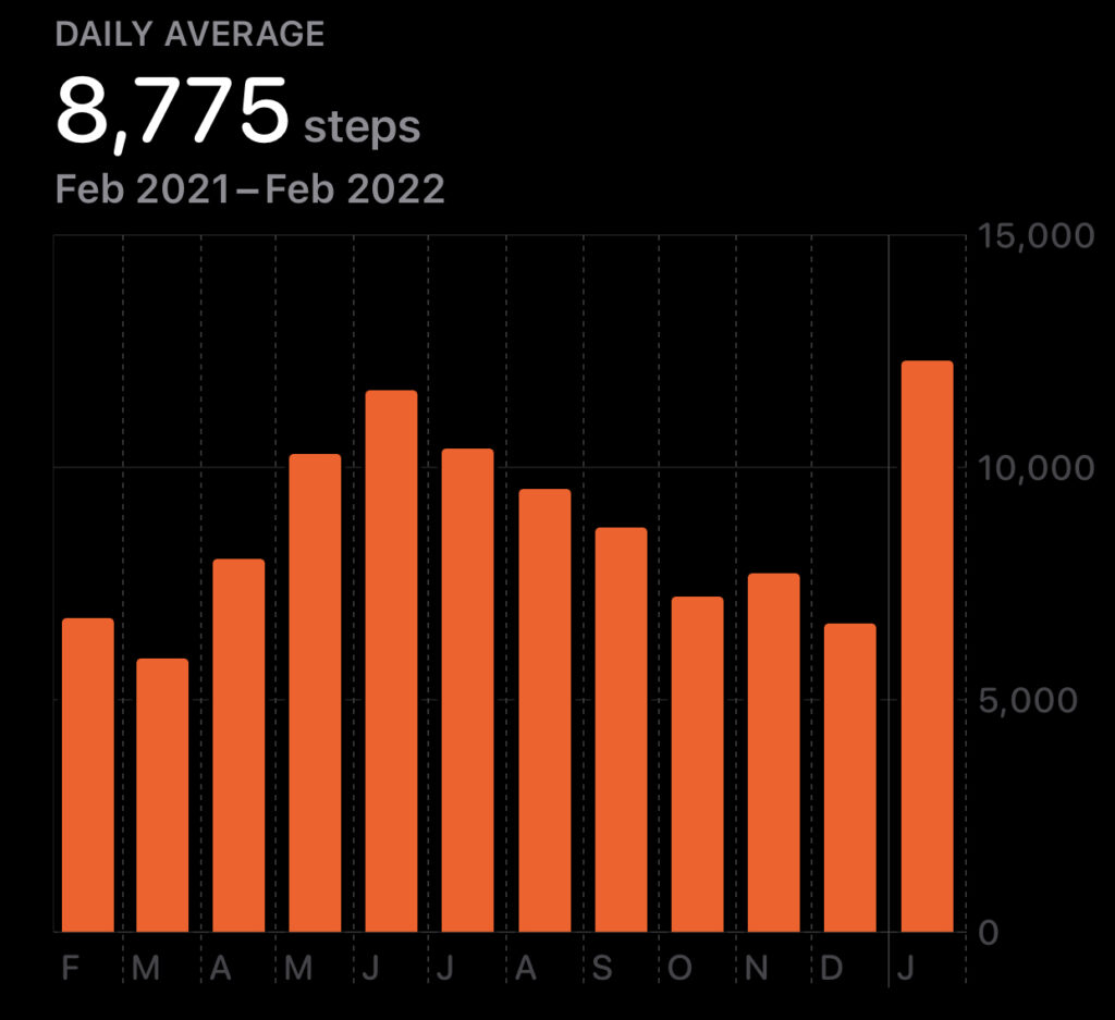 Average steps per day