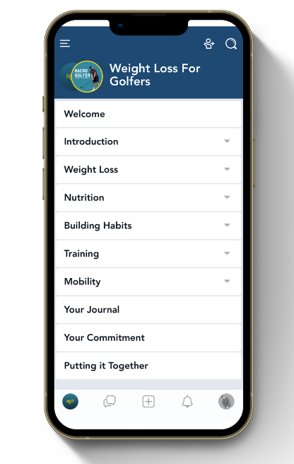 Fit for golf weight loss section for golfers from within the Macro Golf Online app