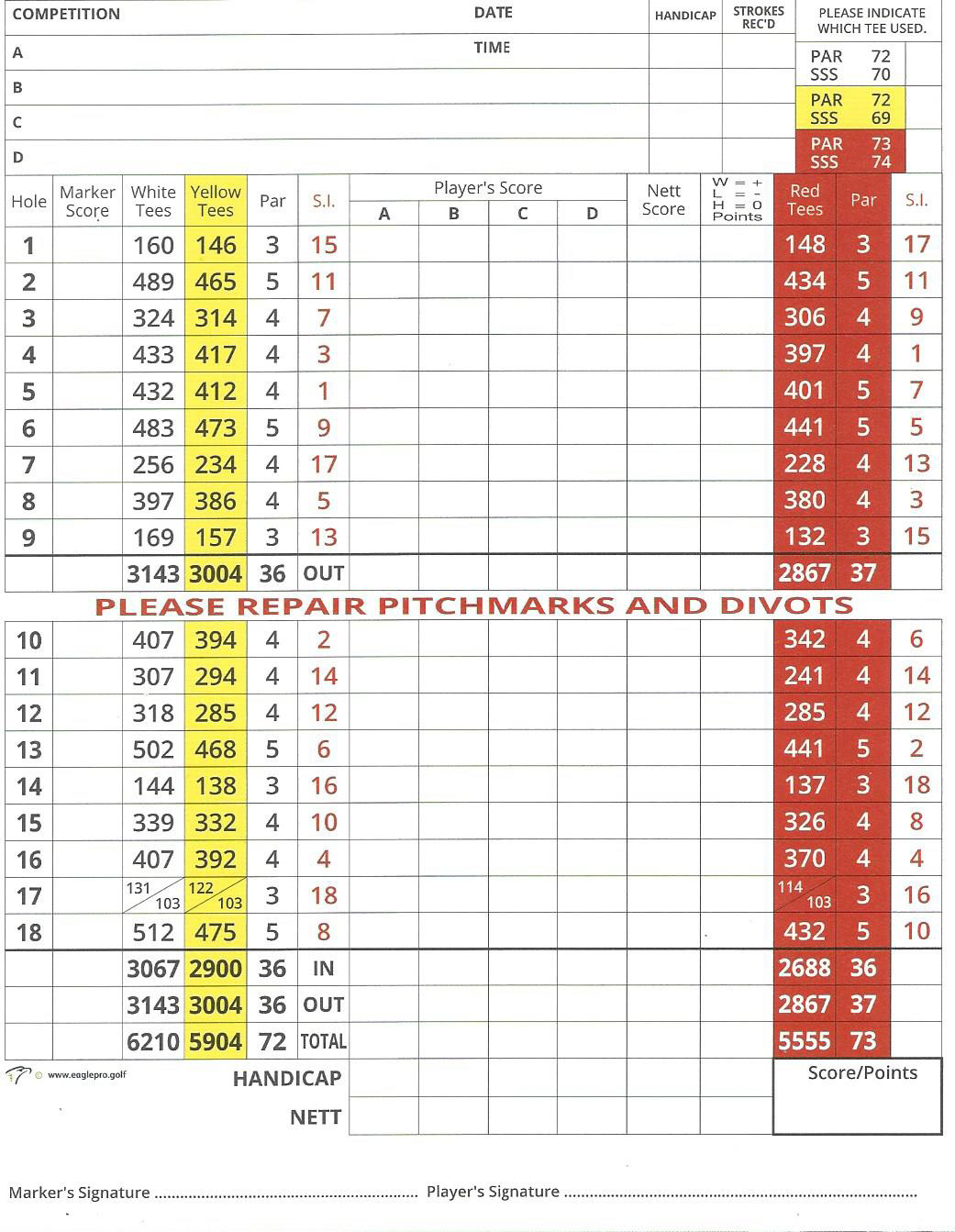 Davyhulme Park Golf Club Scorecard