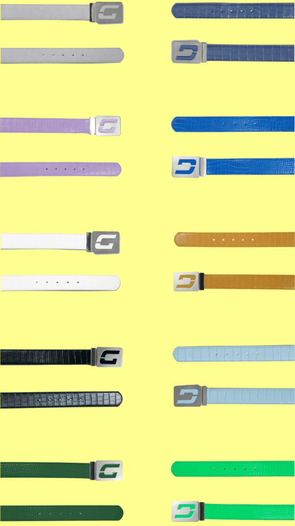 Druids Golf Belts are available in a range of eye catching colours