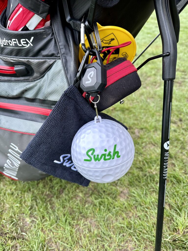 Swish Golf Ball Cleaner Shown on my Carry Bag