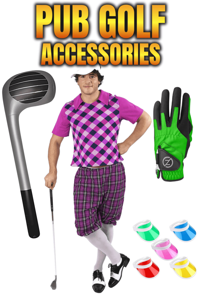 Pub Golf Accessories - Visors, Clubs and Outfits